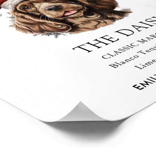 Kerst Spaniel Hondenbruiloft Handtekening Drink Te Poster (Hoek)