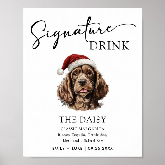Kerst Spaniel Hondenbruiloft Handtekening Drink Te Poster (Voorkant)