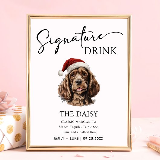 Kerst Spaniel Hondenbruiloft Handtekening Drink Te Poster