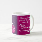 Kerst sparkle bauble roze/paarse vrouw mok (Voorkant rechts)