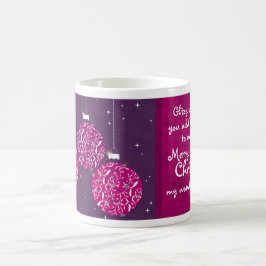 Kerst sparkle bauble roze/paarse vrouw mok