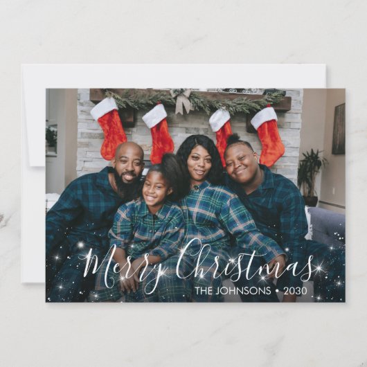 Kerst Sparkle Foto Feestdagenkaart (Voorkant)