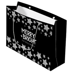 Kerst Sparkle Stars Merry Bright Familienaam Groot Cadeauzakje