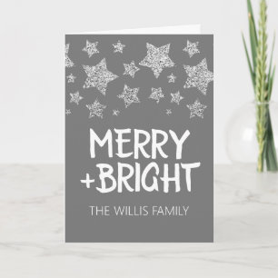 Kerst Sparkle Stars Merry Bright Familienaam Kaart