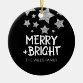 Kerst Sparkle Stars Merry Bright Familienaam Keramisch Ornament (Voorkant)