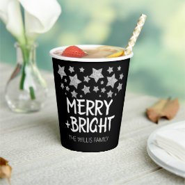 Kerst Sparkle Stars Merry Bright Familienaam Papieren Bekers