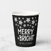 Kerst Sparkle Stars Merry Bright Familienaam Papieren Bekers (Achterkant)