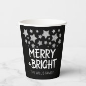 Kerst Sparkle Stars Merry Bright Familienaam Papieren Bekers (Voorkant)