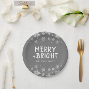 Kerst Sparkle Stars Merry Bright Familienaam Papieren Bordje