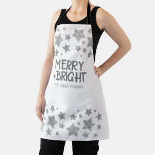 Kerst Sparkle Stars Merry Bright Familienaam Schort
