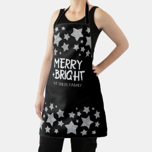 Kerst Sparkle Stars Merry Bright Familienaam Schort
