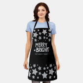 Kerst Sparkle Stars Merry Bright Familienaam Schort (Gedragen)