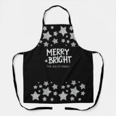 Kerst Sparkle Stars Merry Bright Familienaam Schort (Voorkant)