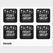 Kerst Sparkle Stars Merry Bright Familienaam Vierkante Sticker (Vel)