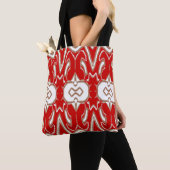 Kerst Speciaal rood & wit naadloos patroon Tote Bag (Dichtbij)