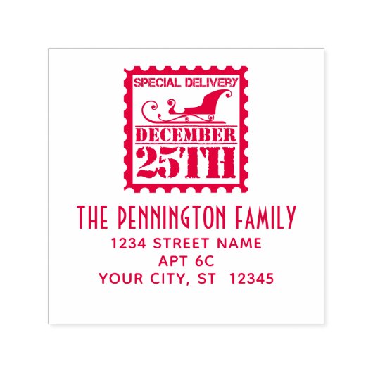 Kerst speciale bezorging naam retouradres zelfinktende stempel (Design)