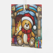 Kerst Speelgoed Beer Nep Gebrandschilderd Glas Ornament (Voorkant links)
