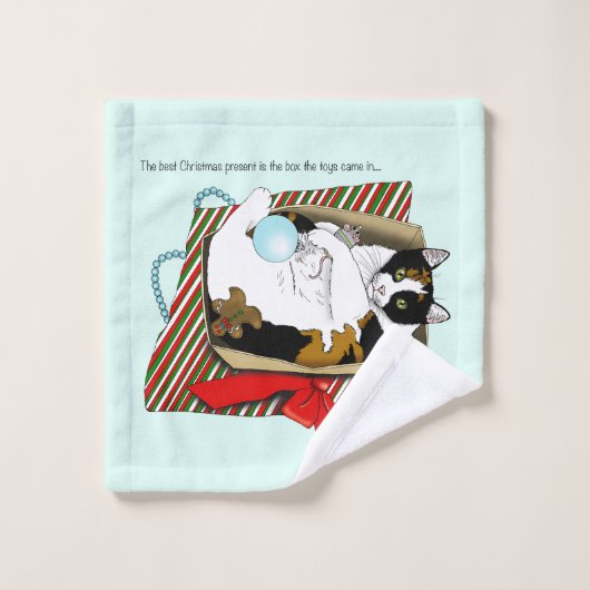 Kerst Speelgoed Box Cat Bad Handdoek (Wasdoekje)