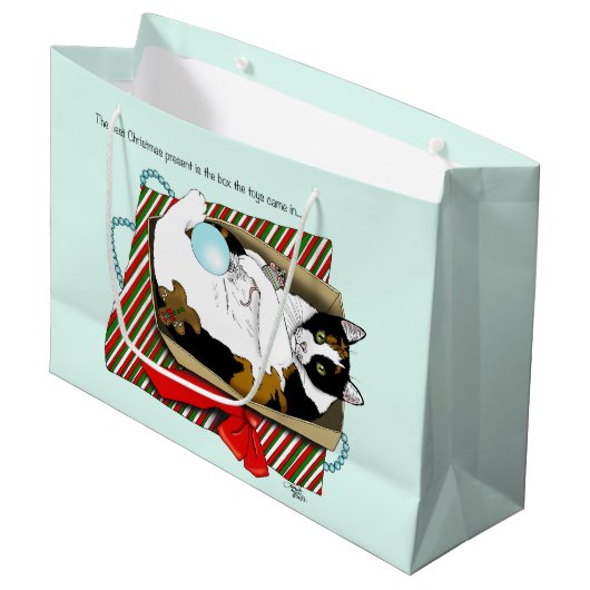 Kerst Speelgoed Box Cat Groot Cadeauzakje (Voorkant Gekanteld)