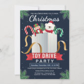 Kerst Speelgoed Drive Party Uitnodiging (Voorkant)