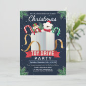 Kerst Speelgoed Drive Party Uitnodiging (Staand voorkant)