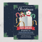 Kerst Speelgoed Drive Party Uitnodiging (Voorkant / Achterkant)