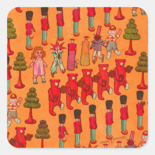 Kerst Speelgoed  Kinderen Spelen Vierkante Sticker