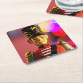 Kerst speelgoed soldaat beeldje SlipperyJoe gay pr Kartonnen Onderzetters (Schuin)