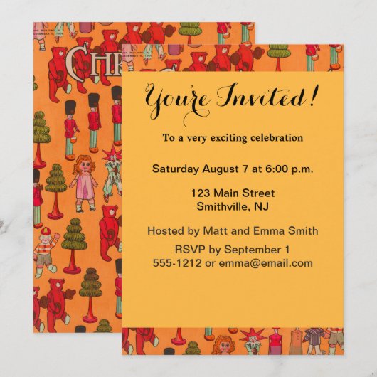 Kerst Speelgoed Vintage Kinderen Spelen Kaart (Voorkant / Achterkant)