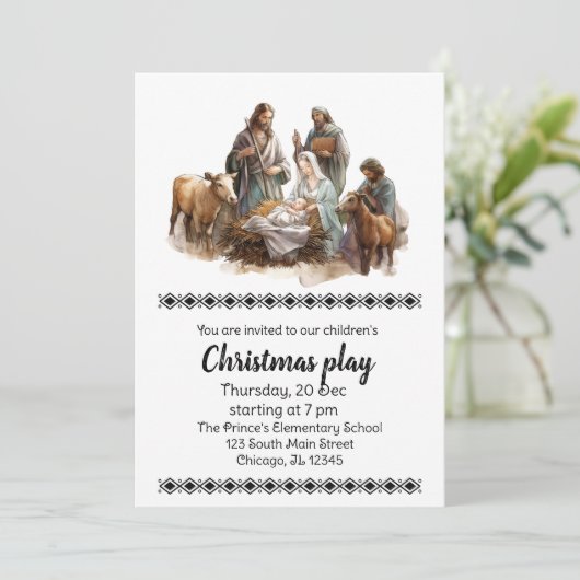 Kerst speelt uitnodiging (Staand voorkant)