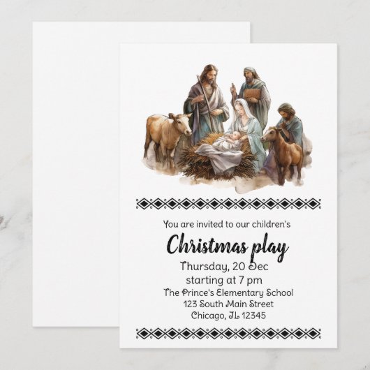 Kerst speelt uitnodiging (Voorkant / Achterkant)