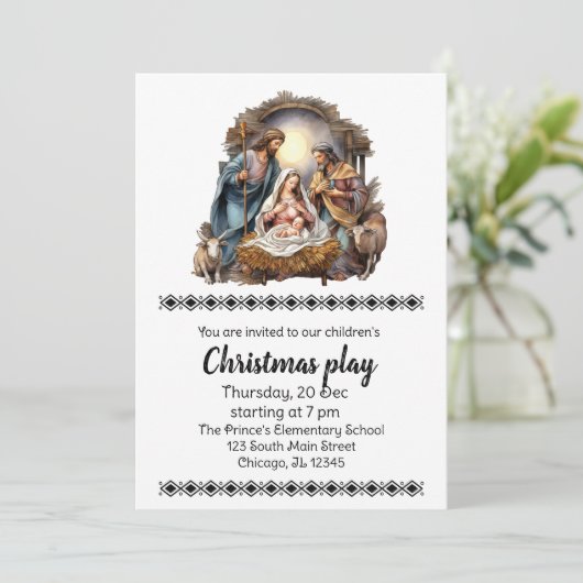 Kerst speelt uitnodiging (Staand voorkant)