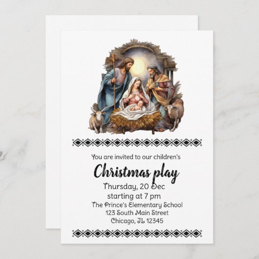 Kerst speelt uitnodiging (Voorkant / Achterkant)