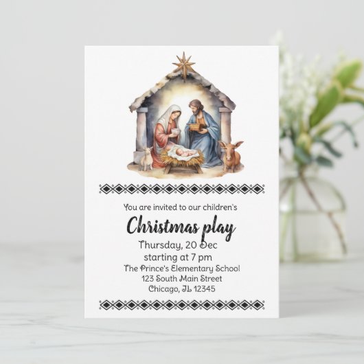 Kerst speelt uitnodiging (Staand voorkant)