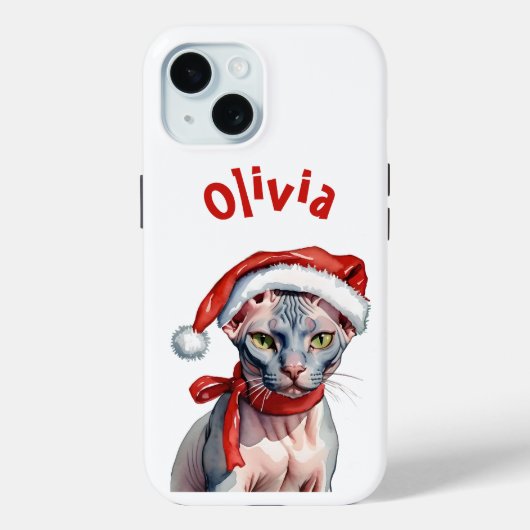 Kerst Sphynx kat Waterverf Case-Mate iPhone Case (Achterkant)
