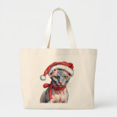 Kerst Sphynx kat Waterverf Grote Tote Bag (Voorkant)