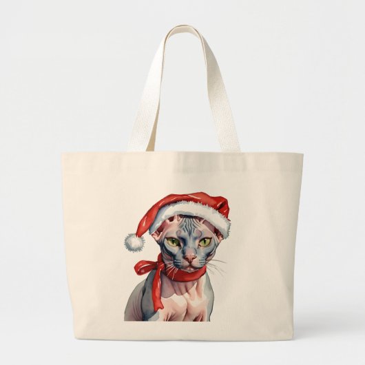 Kerst Sphynx kat Waterverf Grote Tote Bag (Voorkant)