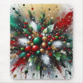 Kerst Splatter / Witte Uitbarstingen Muismat (Voorkant)