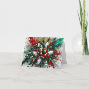 Kerst Splatter / Witte Uitbarstingen Notitiekaartje