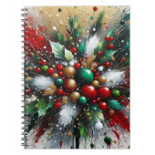 Kerst Splatter / Witte Uitbarstingen Spiraal Noteb Notitieboek (Voorkant)