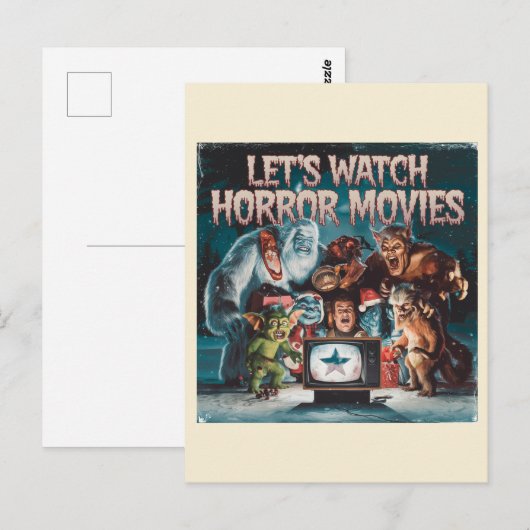 Kerst Spooky Retro Horror Films Briefkaart (Voorkant / Achterkant)