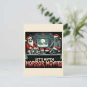 Kerst Spooky Retro Horror Films Vrienden Briefkaart (Staand voorkant)