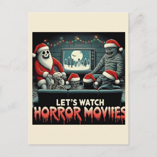 Kerst Spooky Retro Horror Films Vrienden Briefkaart (Voorkant)