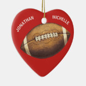Kerst Sport Football Koppels Naam Vakantie Keramisch Ornament (Rechts)