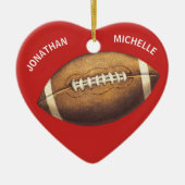 Kerst Sport Football Koppels Naam Vakantie Keramisch Ornament (Voorkant)