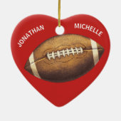 Kerst Sport Football Koppels Naam Vakantie Keramisch Ornament (Achterkant)