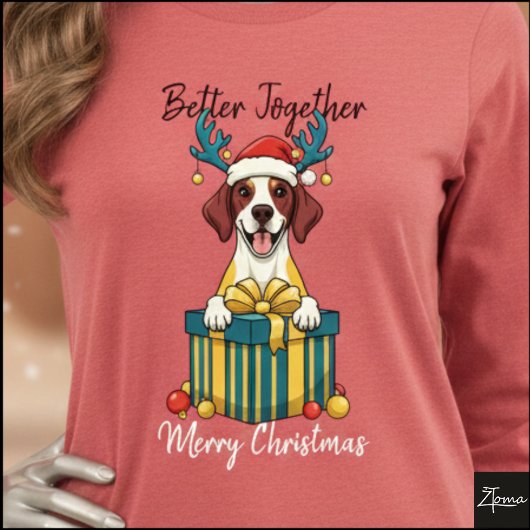 Kerst Spotted Pointer Cadeau Grafisch Geen Sjaal Tri-Blend Shirt