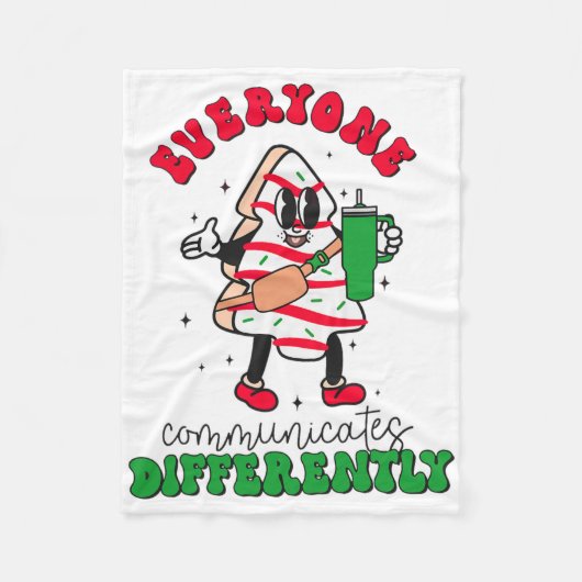 Kerst Spreektherapie Iedereen Communiceert Anders Fleece Deken (Voorkant)