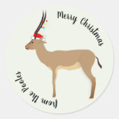 Kerst Springbok Ronde Sticker (Voorkant)