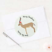 Kerst Springbok Ronde Sticker (Envelop)